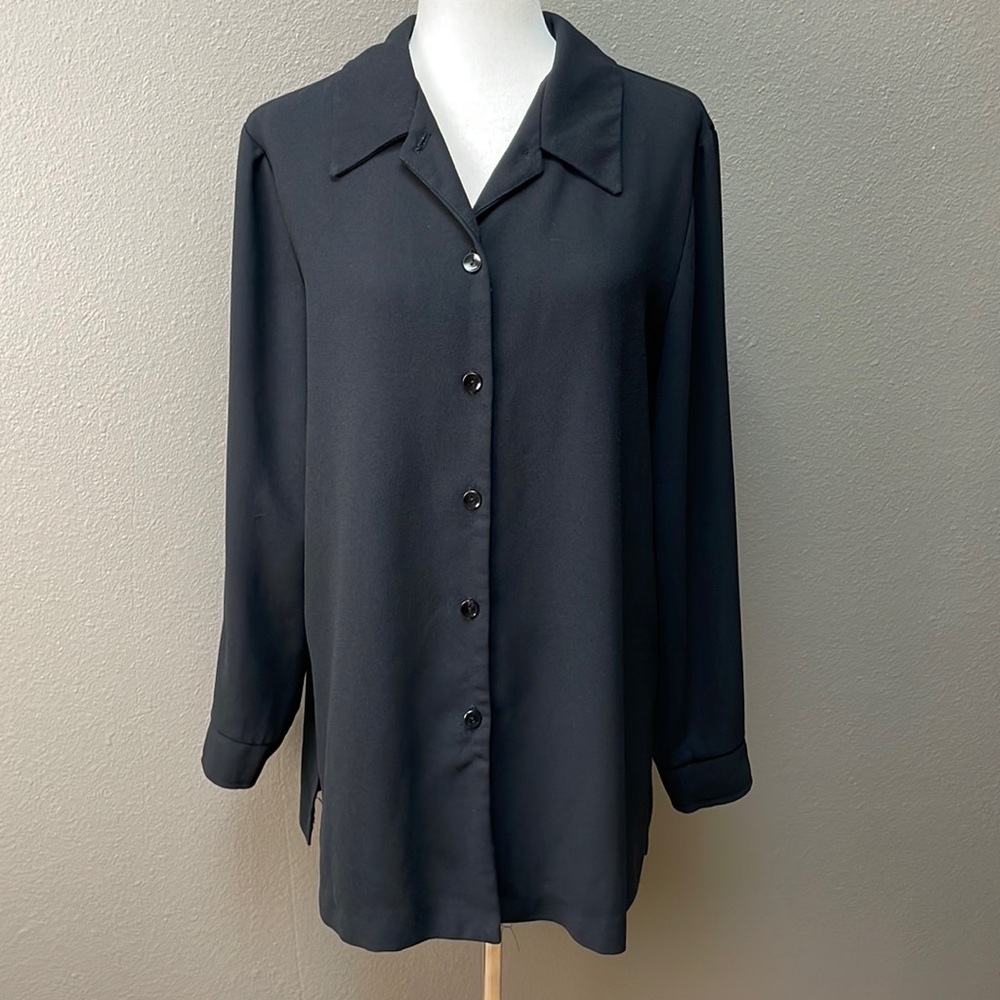 Vintage black button down blouse size 12